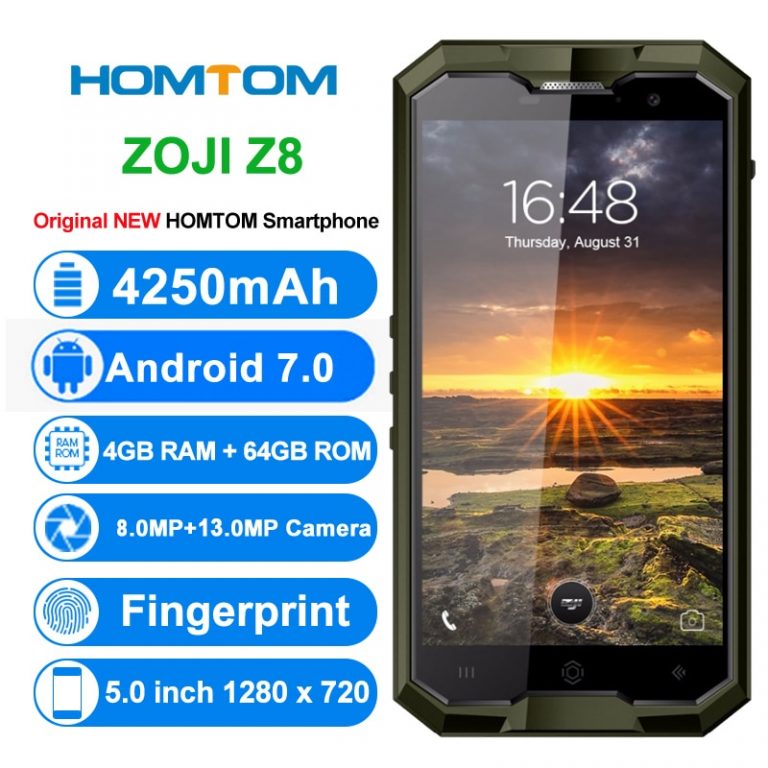 HOMTOM ZOJI Z8 IP68 shockproof Moblie Phone 4GB + 64GB Octa core Android