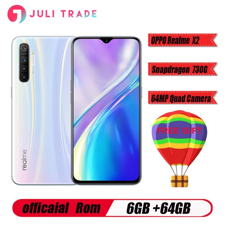 Original Oppo Realme X2 Mobile Phone Snapdragon730G 6.4 inch Super AMOLED Screen 6GB 64GB Camera 64.0MP Four Shot NFC Smartphone
