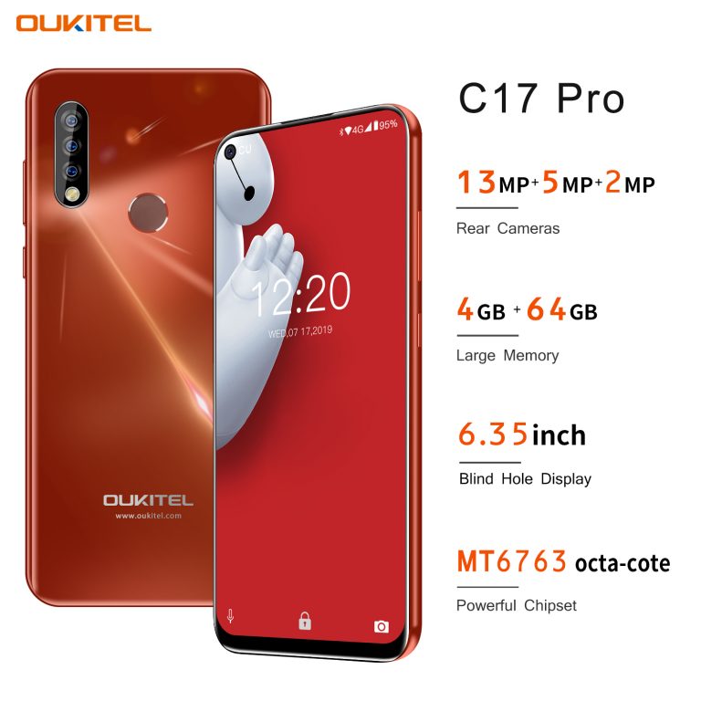 OUKITEL New 4G Smartphone C17 Pro 6.35" 19:9 Android 9.0 Octa Core