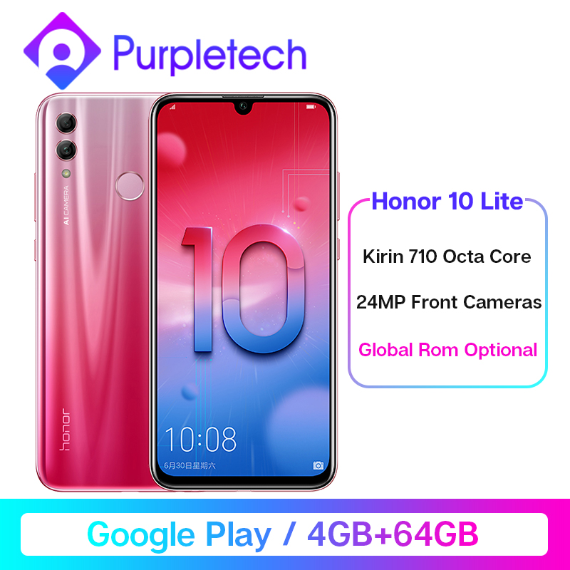 Global ROM Honor 10 Lite Smartphone 4GB /64GB Kirin 710 Octa Core 6.21" 2340X1080P 24MP Front Camera Android 9.0 Cell Phones