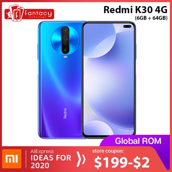 Global Rom Xiaomi Redmi K30 4G Snapdragon 730G 6GB 64GB Smartphone Octa Core 64MP Quad Camera 6.67'' 120HZ Fluid Display 27W