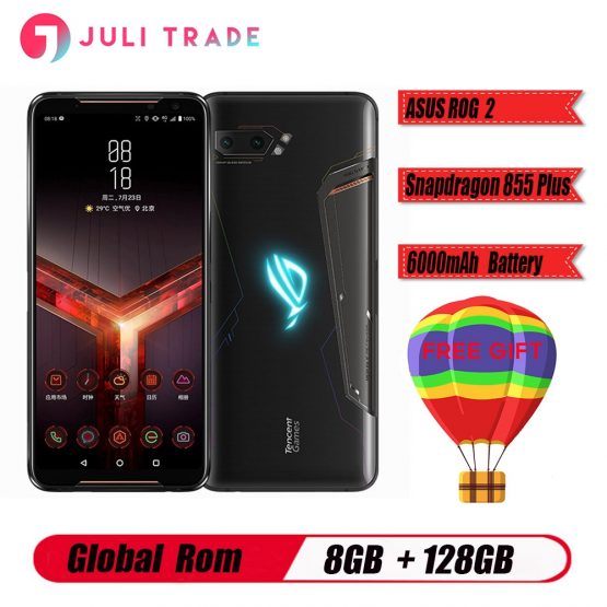 Global ROM ASUS ROG 2 6.59 Inch FHD + 6000mAh Android 9.0 NFC 8GB RAM 128GB ROM Snapdragon 855 Plus 2.96GHz 4G Gaming Smartphone