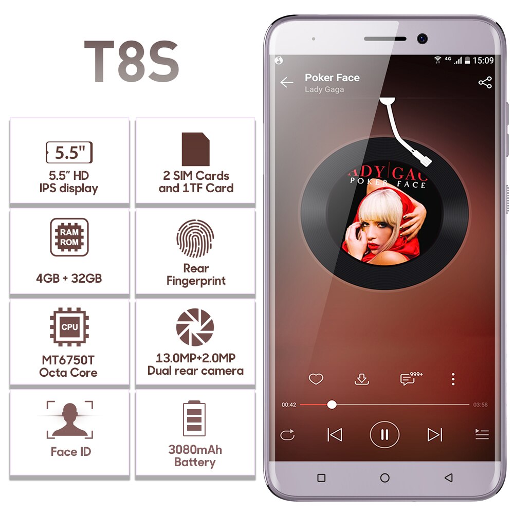LEAGOO T8s 5.5'' FHD Incell screen Mobile Phone Android 8.1 Octa Core ...