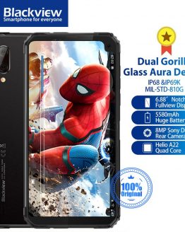 Blackview BV6100 IP68&IP69K Waterproof Rugged Style Dual Gorilla Android 9.0 NFC 6.88" Screen Smartphone 5580mAh Mobile Phone