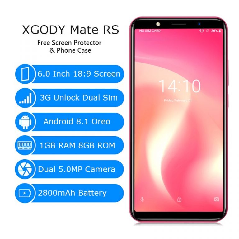 XGODY Mate RS 3G Dual Sim Smartphone 6 Inch 18:9 Smart Android