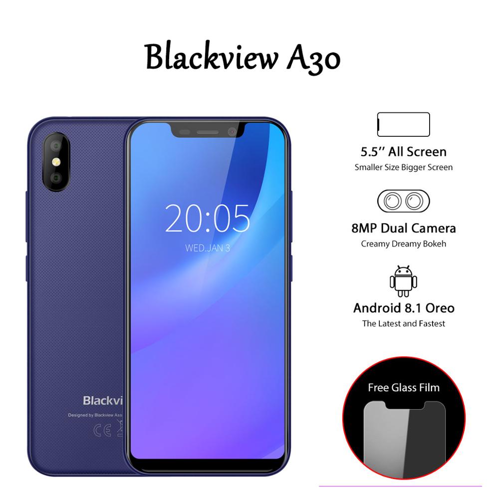 Blackview A30 3G Face ID Mobile Phone 5.5inch Android 8.1 Smartphone Quad Core 19:9 Full Screen Mobilephones MTK6580A 2GB+16GB