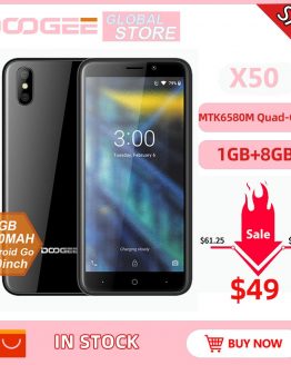 2018 New DOOGEE X50 mobile phone Android Go MTK6580M Quad-Core 1GB RAM 8GB ROM Dual Cameras 5.0inch 2000mAh Dual SIM Smartphone