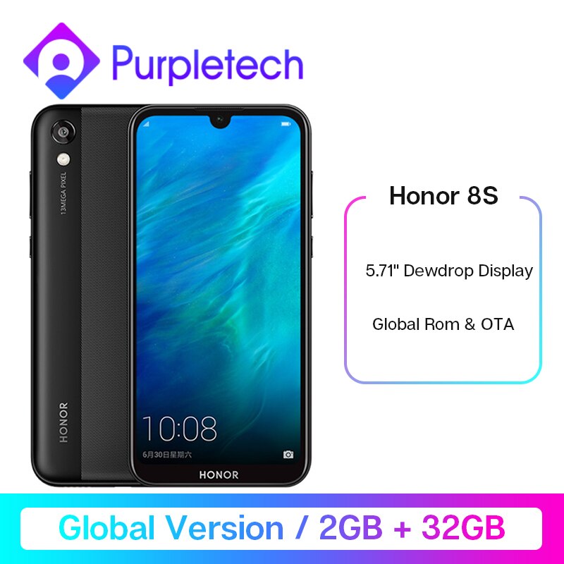 In Stock Global Version Honor 8S 8 S 2GB 32GB Smartphone 5.71''Full Screen MT6761 Quad Core 13MP+5MP Android 9 Cellphone