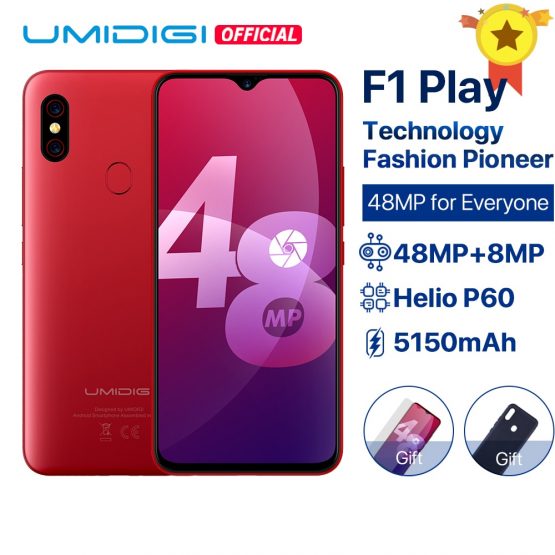 UMIDIGI F1 Play Android 9.0 48MP Super Cameras 5150mAh 6GB RAM 64GB ROM 6.3"FHD+ Helio P60 Global Version Smartphone Dual 4G 18W