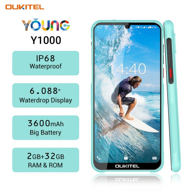 OUKITEL Y1000 Android 9.0 Mobile Phone 6.08" 19.5:9 Screen MT6580P 2G RAM 32G ROM 3600mAh Fingerprint IP68 Waterproof Smartphone 1 OUKITEL Y1000 Waterproof Smartphone β 6.08" HD Display, Dual Cameras, IP68 Protection, and Face/ Fingerprint Recognition
