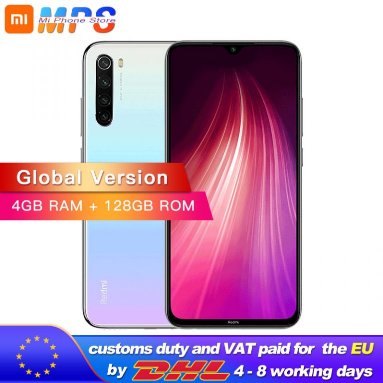 Global Version Xiaomi Redmi Note 8 128GB 4GB Snapdragon 665 Octa Core Smartphone 6.3” 48MP Quad Rear Camera MobilePhone 4000mAh