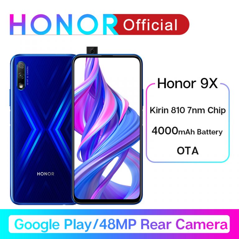 Original Honor 9X Google Play Kirin 810 7nm Octa core Smartphone 48MP