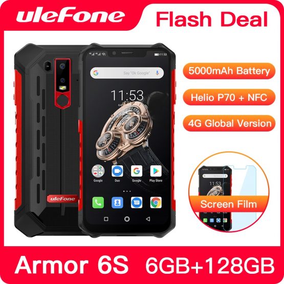 Upgrade Ulefone Armor 6S IP68 NFC Rugged Mobile Phone Helio P70 Otca-core Android 9.0 6GB 128GB wireless charge Smartphone