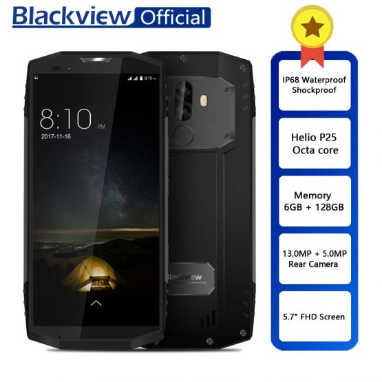 Blackview BV9000 Pro Waterproof Shockproof Dual SIM Smartphone Helio P25 Octa Core 6GB + 128GB 5.7" 18:9 Face ID Mobile Phone