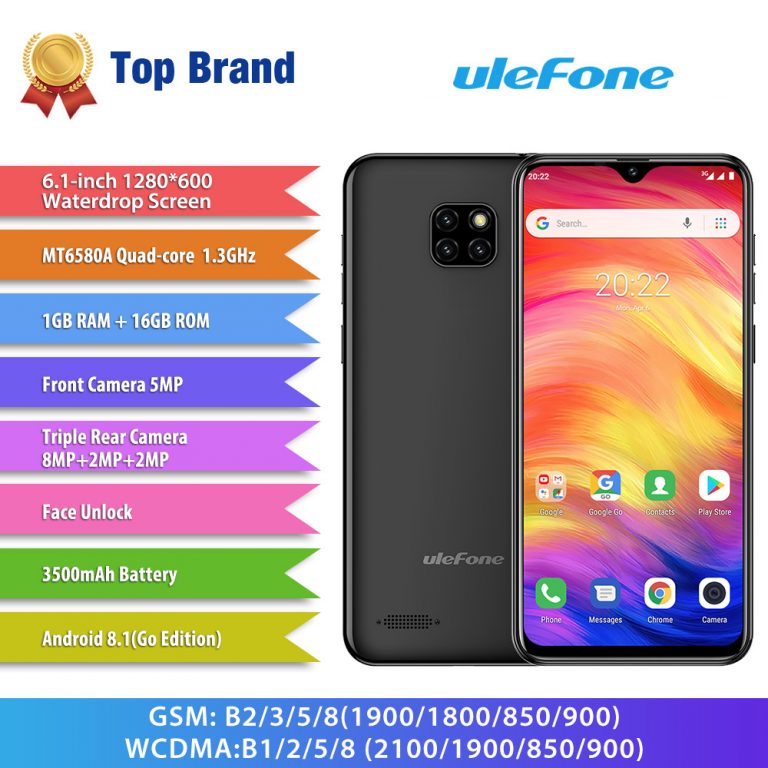 Ulefone Note 7 Android 9.0 Smartphone 3500mAh 19.2:9 Quad Core 6.1inch