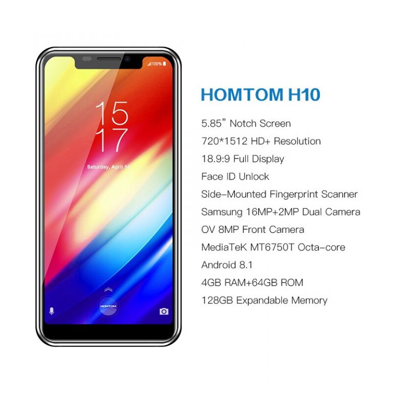 Global version HOMTOM H10 4GB 64GB Mobile Phone Android 8.1 Face