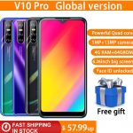 V10 Pro 4GBRAM+64GBROM Global Version smartphone android Mobile Phones 6.26' Waterdrop Quad Core 5MP+13MP Celular Smartphone
