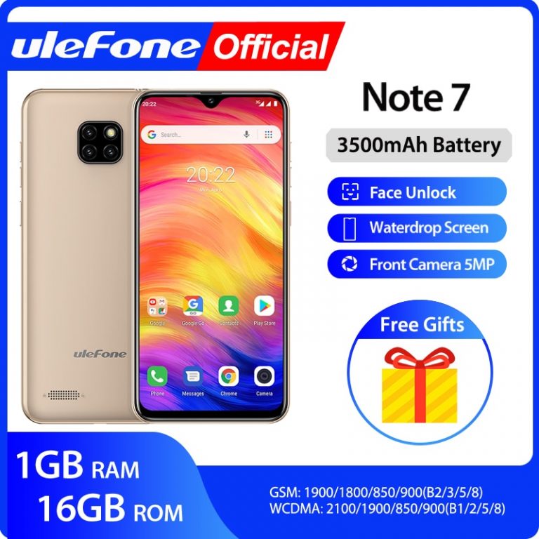 Ulefone Note 7 Android9.0 Smartphone 3500mAh Quad Core Waterdrop Screen