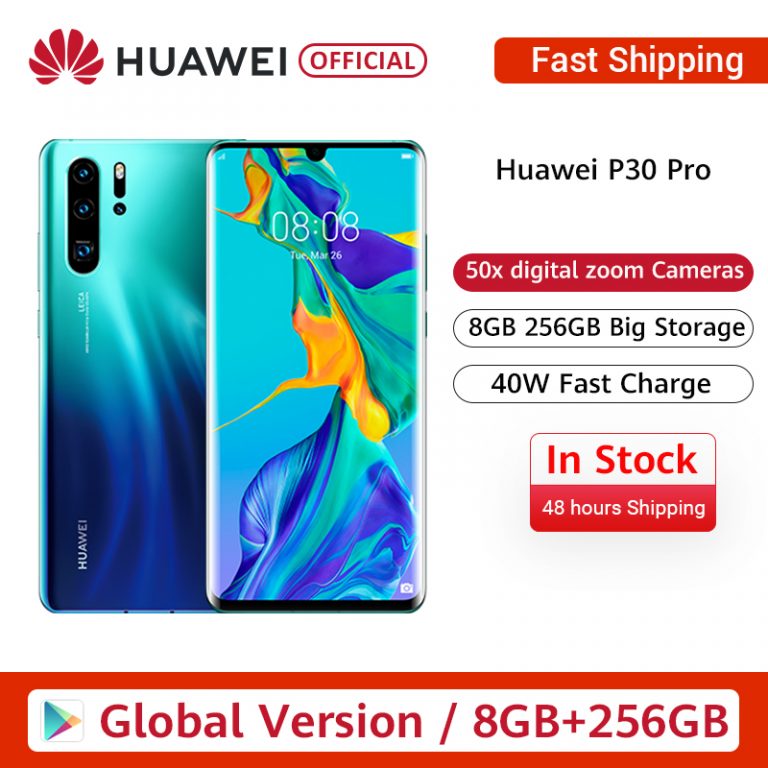 Global Version Huawei P30 Pro Smartphone 50x digital Zoom 8GB 256GB Quad Camera 6.47'' Full Screen OLED Kirin 980 Octa Core NFC 1 Global Version Huawei P30 Pro Smartphone 50x digital Zoom 8GB 256GB