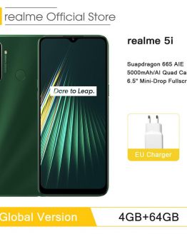 Global Version realme 5i 4GB RAM 64GB ROM Mobile Phone Snapdragon 665 AIE 12MP Quad Camera 6.5'' Cellphone 5000mAh Smartphone