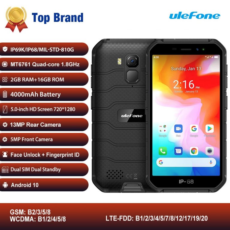 Ulefone Armor X7 5.0-inch Android10 Rugged Waterproof Smartphone