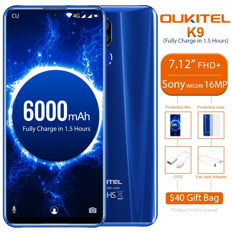 OUKITEL K9 Celular Phones 7.12" FHD Smartphone 1080*2244 16MP 2MP/8MP