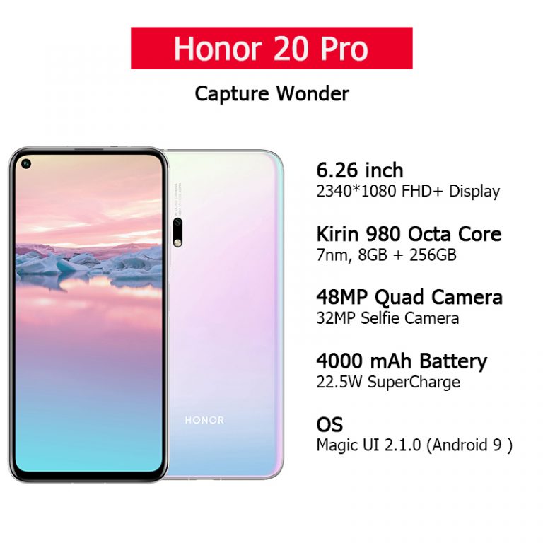 Global Version Honor 20 Pro Smartphone 8GB 256GB Kirin 980 Octa Core
