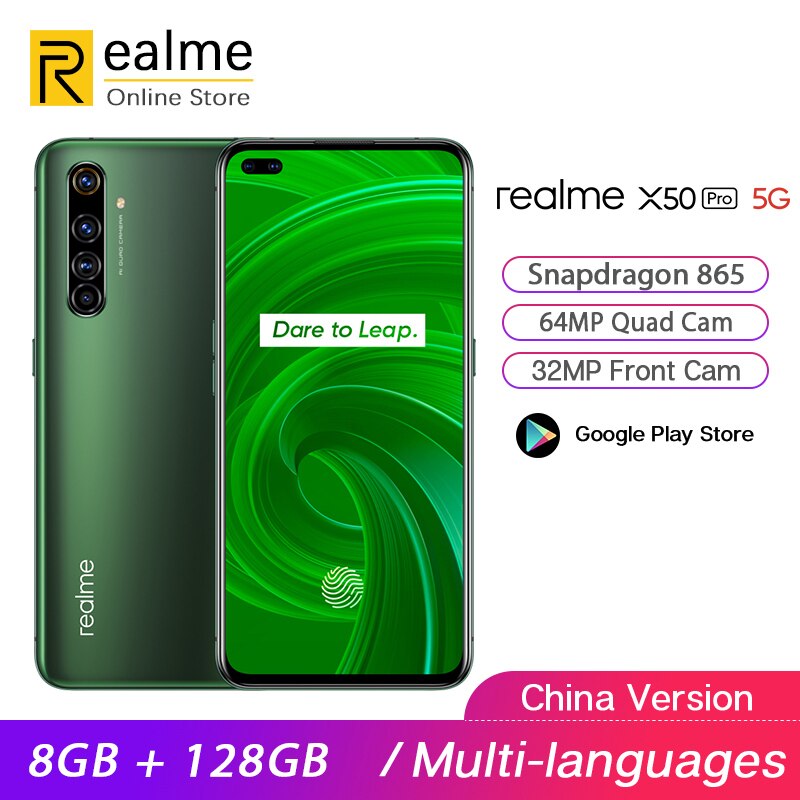 Original Realme X50 Pro 5G Snapdragon 865 Smartphone 8GB 128GB Mobile Phone 6.44'' 90Hz 64MP Android 10.0 65W SuperVOOC