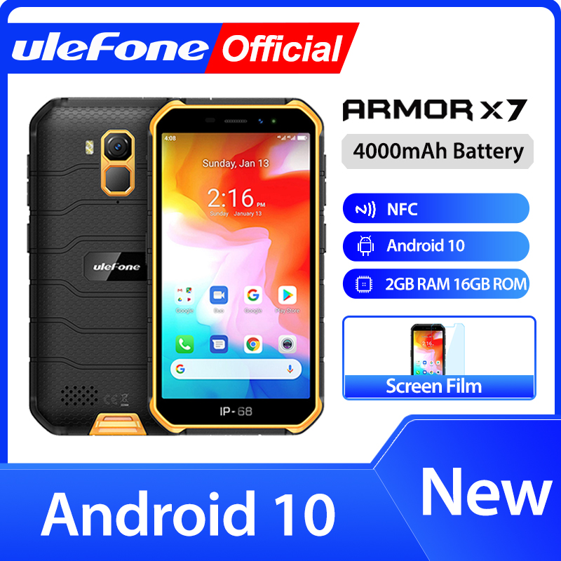Ulefone Armor X7 5.0-inch Android10 Rugged Waterproof Smartphone Cell Phone 2GB 16GB ip68 Quad-core NFC 4G LTE Mobile Phone