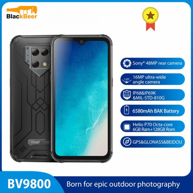 Blackview 6.3 Inch IP68 Rugged Smartphone 6GB 128GB Helio P70 Mobile Phone