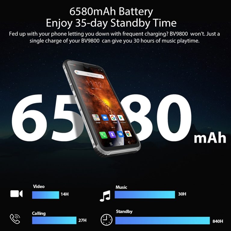 Blackview 6.3 Inch IP68 Rugged Smartphone 6GB 128GB Helio P70 Mobile Phone