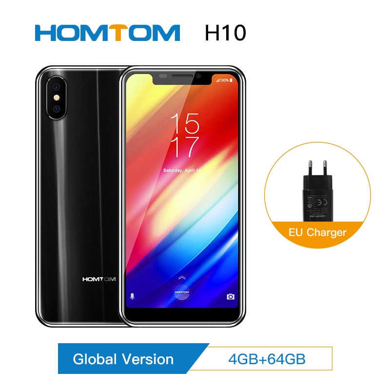 Global version HOMTOM H10 4GB 64GB Mobile Phone Android 8.1 Face ID 4G 5.85'' Octa Core 3500mAh 16MP Side Fingerprint SmartPhone