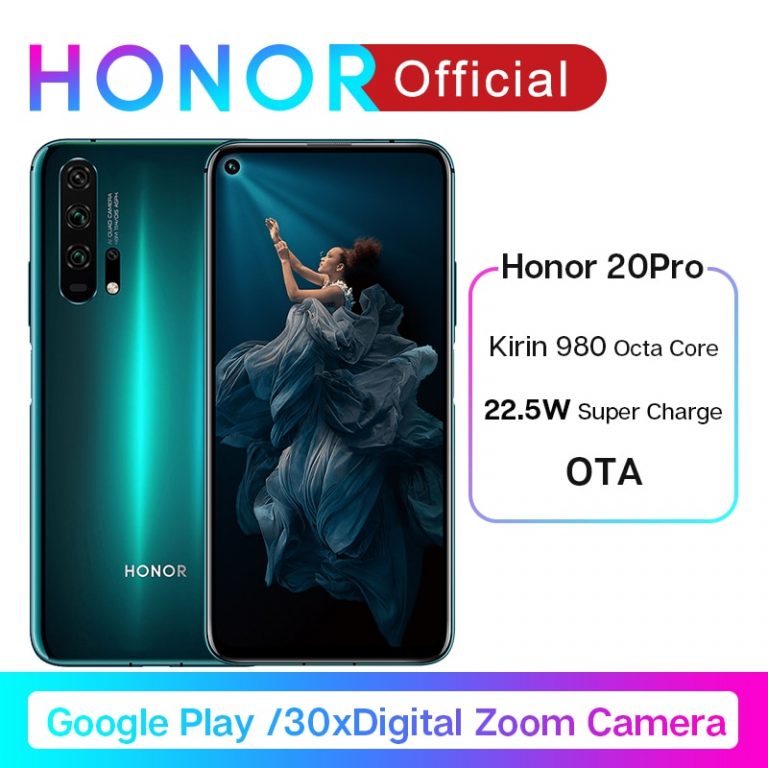 HONOR 20 Pro Google Play Smartphone 6.26''8GB 128GB Kirin 980 Octa Core