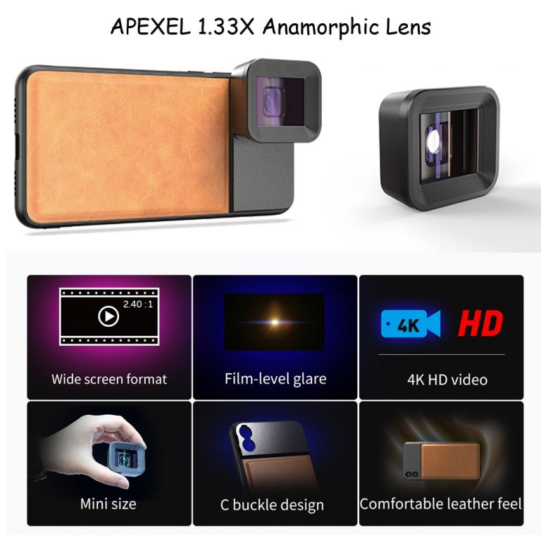 APEXEL Anamorphic Lens 1.33x Wide Screen Video Widescreen Slr Movie