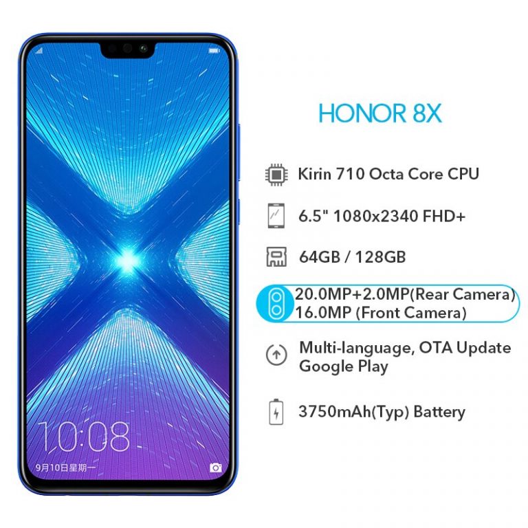 Google Play Honor 8X 8 X Smartphone Global Rom 4GRAM 64G/128G Kirin