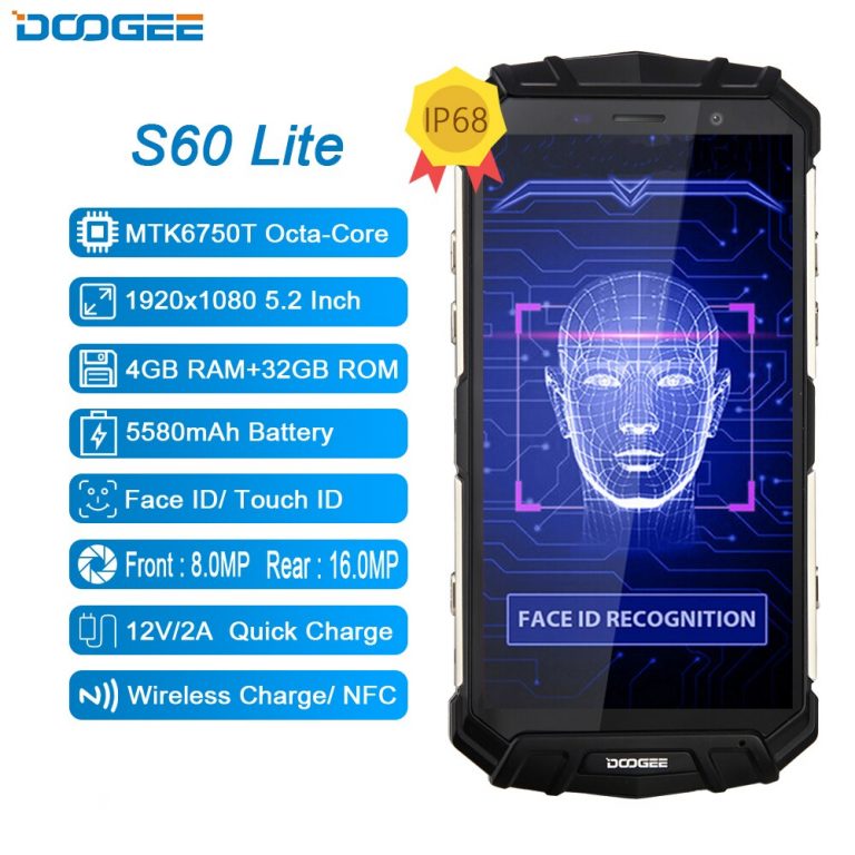 DOOGEE S60 Lite IP68 Wireless Charge Smartphone 5580mAh 12V2A Quick Charge