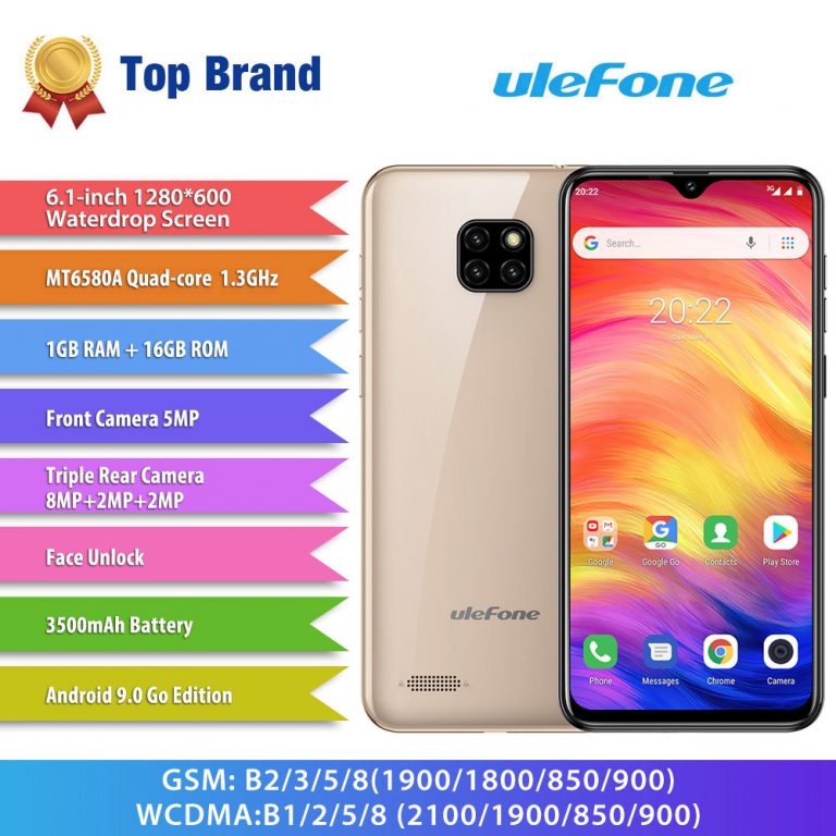 Ulefone Note 7 Android9.0 Smartphone 3500mAh Quad Core Waterdrop Screen