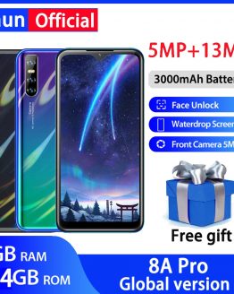 8A Pro 4G RAM 64G ROM mobile phones Android MTK6580 Quad core 13MP face ID 6.26" water drop screen Global version smartphones