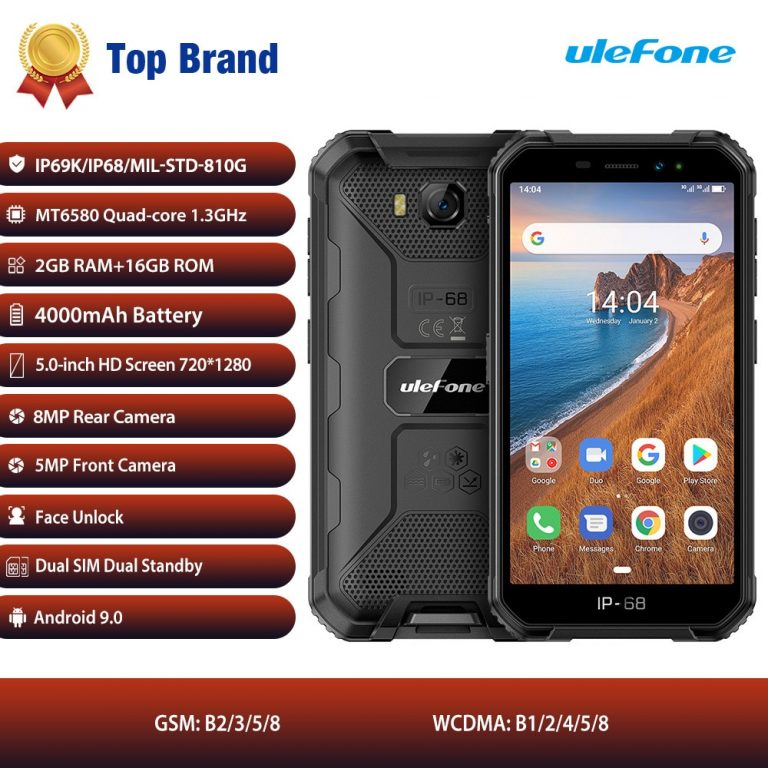 Ulefone Armor X6 IP68 shockproof Rugged Smartphone Android 9.0 Quad-core