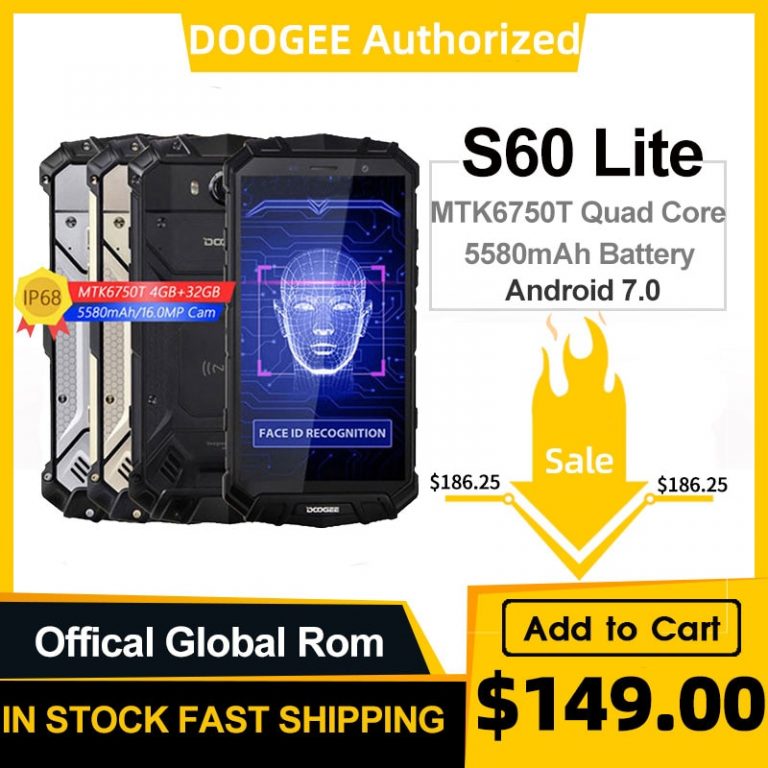 DOOGEE S60 Lite IP68 Wireless Charge Smartphone 5580mAh 12V2A Quick Charge