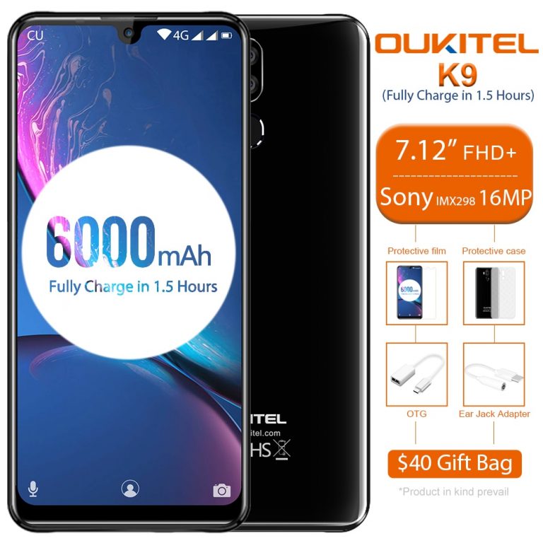 OUKITEL K9 Celular Phones 7.12" FHD Smartphone 1080*2244 16MP 2MP/8MP
