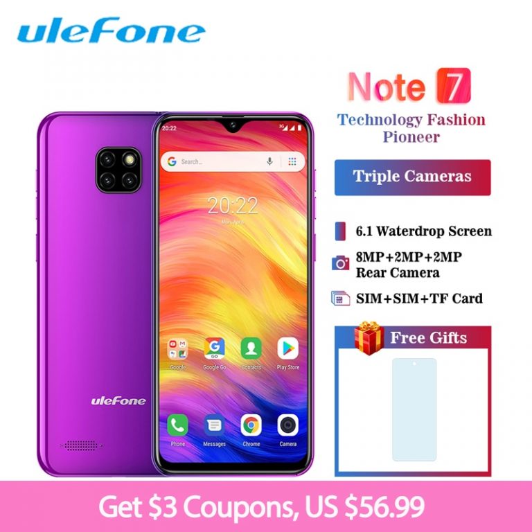 Ulefone Note 7 Smartphone 6.1 inch 19:9 Waterdrop Android 8.1 1GB+16GB Quad Core