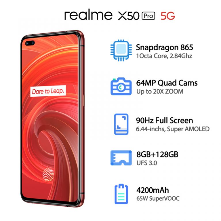 Original Realme X50 Pro 5G Snapdragon 865 Smartphone 8GB 128GB Mobile Phone