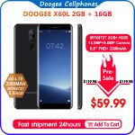 DOOGEE X60L 5.5'' 4G Network MTK6737 Quad Core 2GB RAM 16GB ROM 4G Dual Camera 13.0MP Android 7.0 3300mAh fingerprint Smartphone