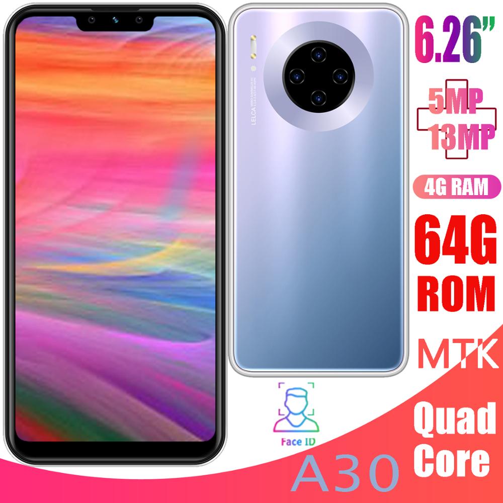 A30 smartphones 4GB 64GB 13MP FHD android mobile phones face ID unlocked cheap celulares Global version 3G WCDMA wifi 6.26INCH