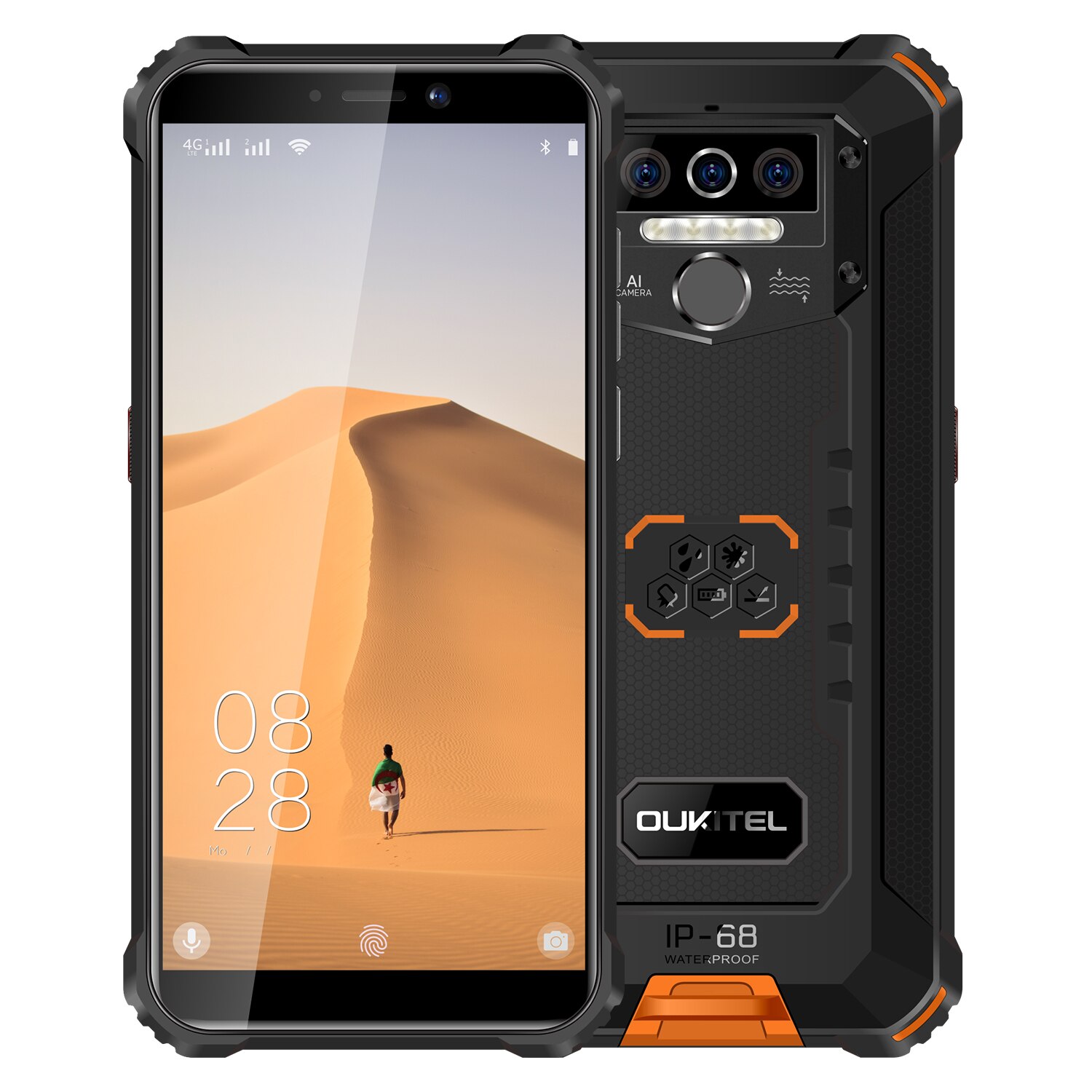 OUKITEL WP5 8000mAh IP68 shockproof Rugged Smartphone Android 9.0 Triple Camera Face/Fingerprint ID 5.5" 4GB 32GB Mobile Phone