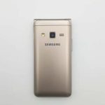 Samsung Galaxy Folder G1600 flip smartphone with 8MP rear camera, dual SIM support, and a 3.8-inch TFT screen.