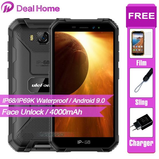 Ulefone Armor X6 5.0" IP68 Waterproof Smartphone Android 9.0 MT6580 Cell Phone Quad Core 2GB 16GB 3G 4000mAh 8MP Mobile Phone