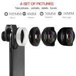 4 in 1 No Distortion Phone Camera Lens Kit Fisheye Wide Angle Macro Telephoto