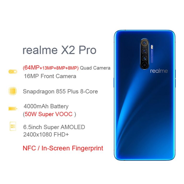 realme X2 Pro 8GB 128GB 6.5'' Moblie Phone Snapdragon 855 Plus 64MP